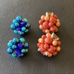 JAPAN SIGNED 1950’s BEADED CLUSTER CLIP ON EARRINGS BUNDLE